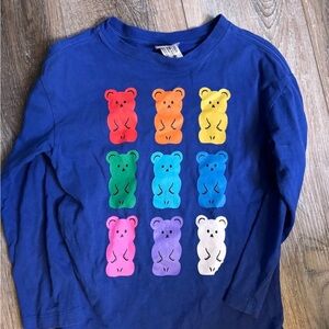 Hanna Andersson Blue Shirt with Colorful Gummy Bear Graphics size 5 Long Sleeve